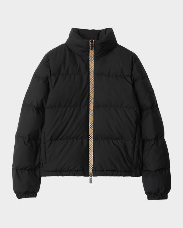 Ambleside Check Zipper Puffer Jacket With Hood
